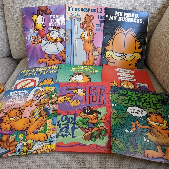 Garfield Binder and folders 90s comic school supplies - Picture 7 of 8